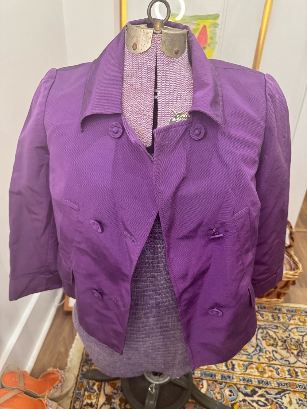 Lavender Label Vera Wang silk cropped jacket, Sz med